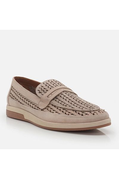 Hotiç Beige Genuine Leather Men's Loafer