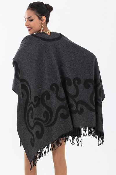 Forum Fashion P001 Keel Patterned Jacquard Poncho
