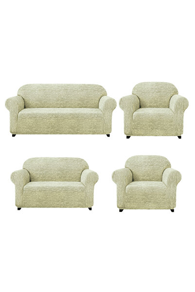 elgeyar Jacquard Sofa, Sofa, Sofa Bed Cover Stick Pattern Flexible Without Skirt For 3+2+1+1 Sets