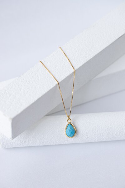 art and crafts jewelry Aralık Burç Taşı Sentetik Turkuaz 925 Gümüş Kolye