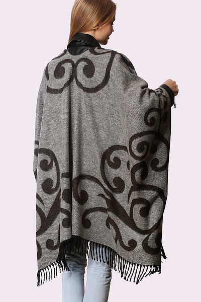 Forum Fashion P001 Keel Patterned Jacquard Poncho