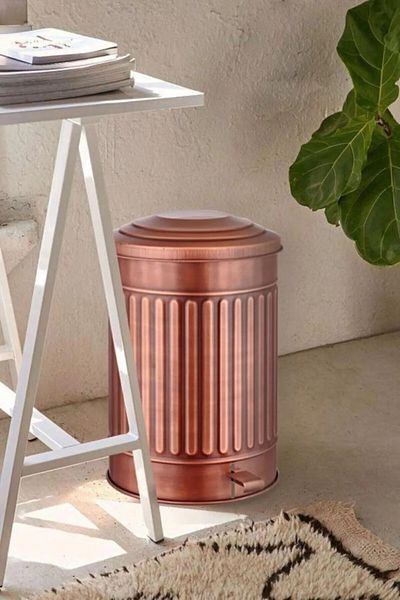 LUCKYHOMES Galvaniz 37 Lt Large Size - Μεταλλικός Κάδος Απορριμμάτων με Χάλκινο Μηχανισμό Πεντάλ