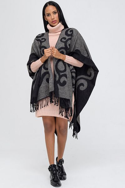 Forum Fashion P001 Keel Patterned Jacquard Poncho