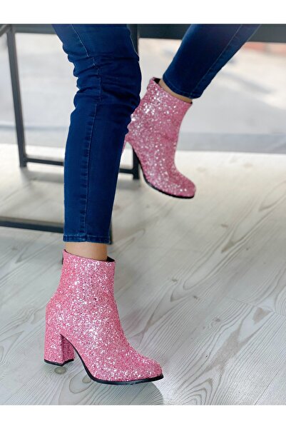 irmona Star Pembe Taşlı Topuklu Bot Bottie