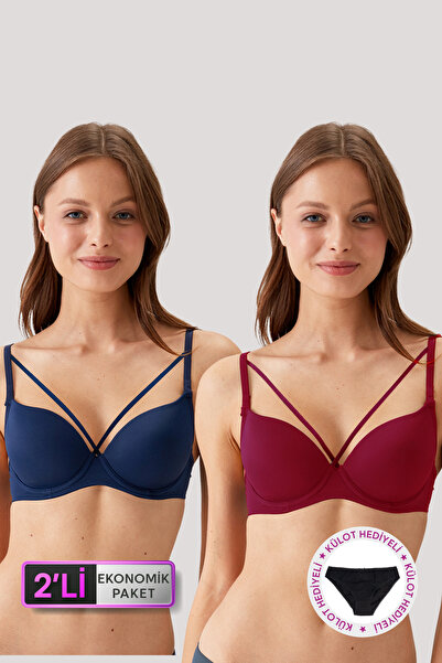 Pierre Cardin 2'li Ekonomik Paket 6511 Adria Bordo-lacivert Şerit Detaylı Dol...