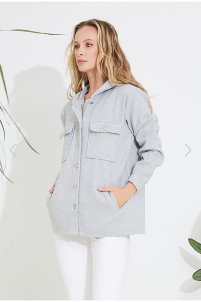Alegante Hooded Gray Stamped Jacket