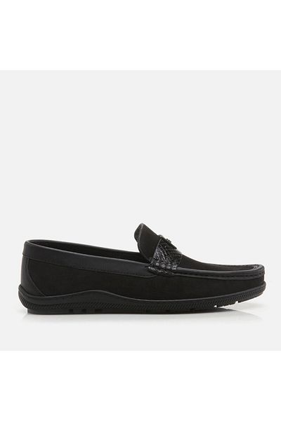 Hotiç Black Genuine Leather Men's Loafer