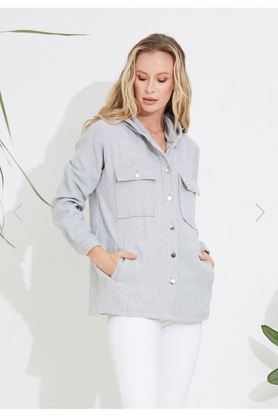 Alegante Hooded Gray Stamped Jacket
