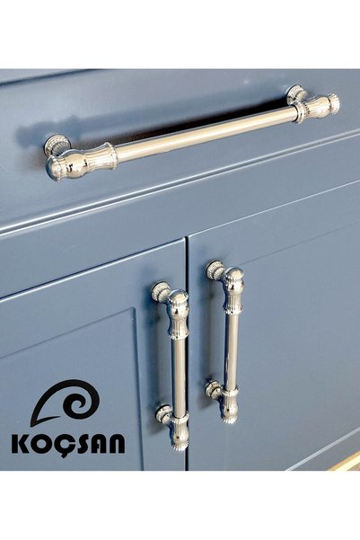 KOÇSAN Sehzade Chrome 192 mm Handle Luxury Country Kitchen Furniture Cabinet Drawer Handle
