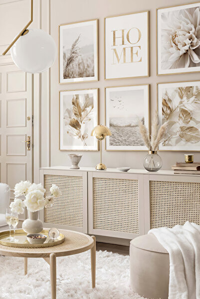 Artavessa 6 Parça Ahşap Çerçeve Görünümlü Mdf Tablo Seti