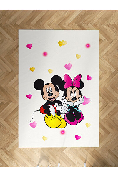 MEKTA HOME BEBEK VE ÇOCUK ODASI Mickey ve Minnie Mause Desenli Halı