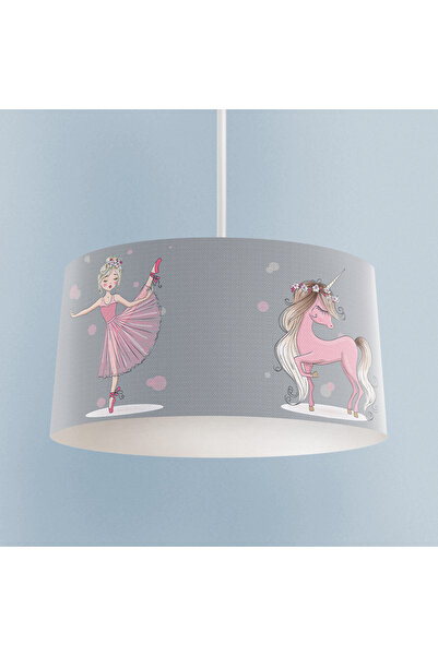 MEKTA HOME BEBEK VE ÇOCUK ODASI Pembe Unicorn ve Kız Desenli Avize