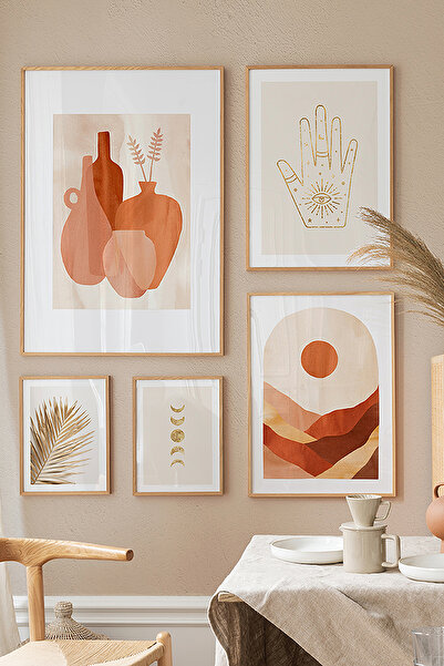 Artavessa 5 Parça Ahşap Çerçeve Görünümlü Mdf Tablo Seti