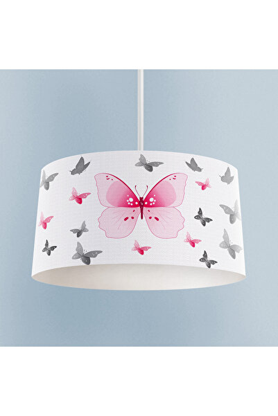 MEKTA HOME BEBEK VE ÇOCUK ODASI Pembe Kelebek Desenli Avize