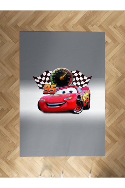 MEKTA HOME BEBEK VE ÇOCUK ODASI Gri McQueen Desenli Halı