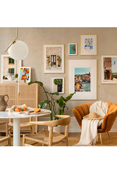 Artavessa 8 Parça Ahşap Çerçeve Görünümlü Mdf Tablo Seti