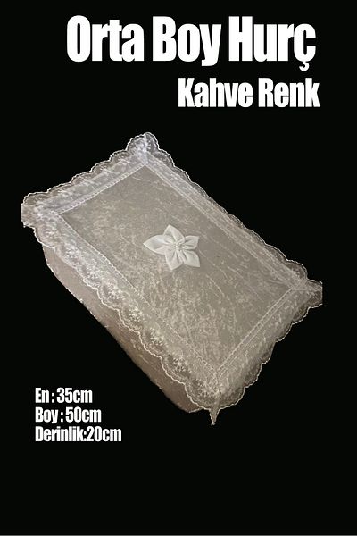 Çt Çeyizci Tekstil Чанта за съхранение Dowry с флорален принт, кадифена чанта за съхранение Dowry, чанта за съхранение с дантела, среден размер