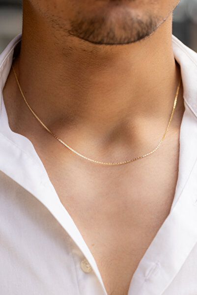 Cenova Jewelry 14 Ayar Altın İnce Erkek Zincir Kolye