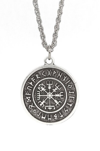 Santalio قلادة بوصلة Vegvisir الاسكندنافية Viking Runes
