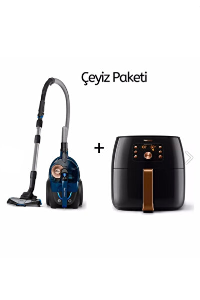 Philips Çeyiz Seti Powerpro Max Toz Torbasız Süpürge + Premium Aile Boyu Airf...