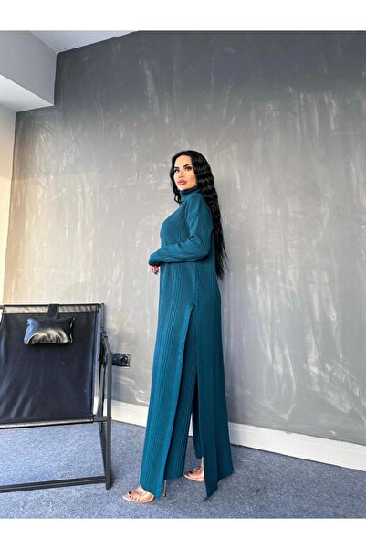 newmisal Women's Fishmouth Neck Ribbed Split Tricot Suit