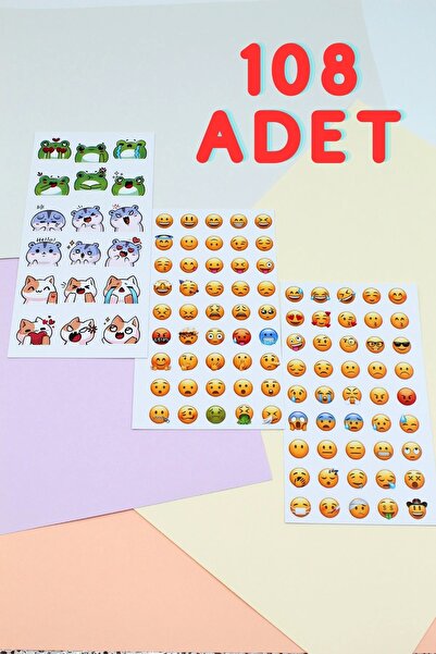 Mona Craftist 108 Adet Emoji Sticker Seti Sevimli Sticker Scrapbook Sticker W...
