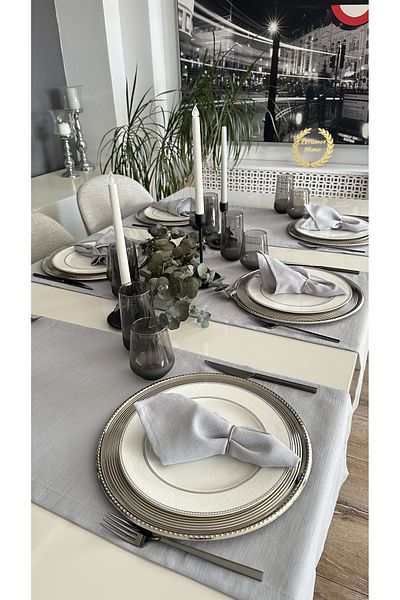 Decamor home Linen Textured Gray Runner Short Runner