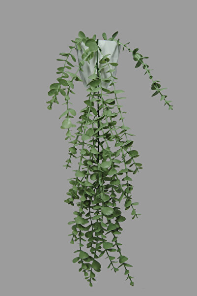 Lilac Home Τεχνητό λουλούδι Λευκό διαμάντι σε γλάστρα Μονό κλαδί Παστέλ Πράσινο Κρεμαστό φωτιστικό από ευκάλυπτο