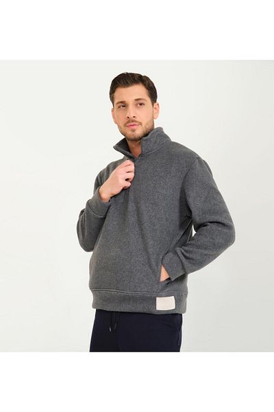 Nors Vanir Basic Half Zipper Fleece Sweatshirt Gray