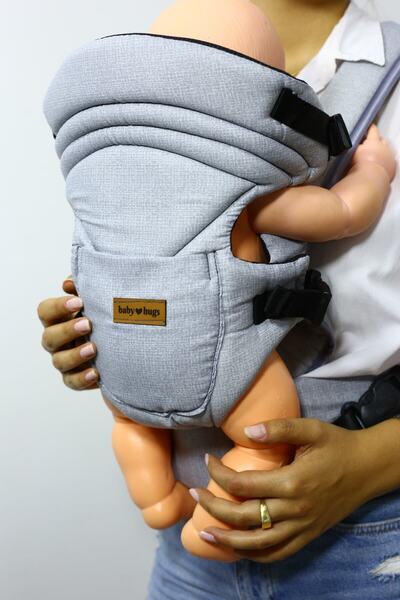 Baby Hugs Zero Plus Bel Destekli Her Yöne Kanguru Desenli Açık Gri