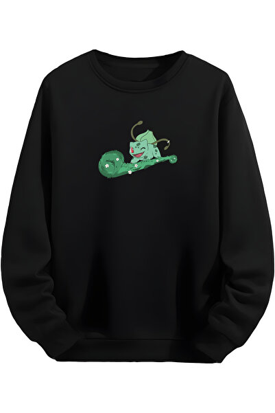 MAGORS Pokemon - Hanorac negru cu design Bulbasaur