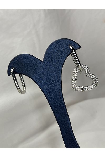 ismim bijuteri Single Heart Hoop Earring