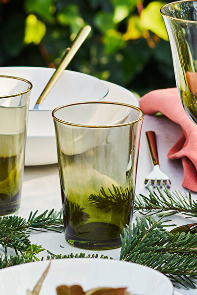 Rakle Gold Iconic 4'lü Su Bardağı Seti Yeşil 290 Cc