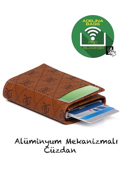 Newish Πορτοφόλι θήκης κάρτας Adelina Unisex Rio Mechanism Automatic Slide