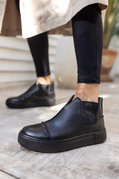 ANGELİNA JONES CARMO ΓΥΝΑΙΚΕΙΑ ΜΑΥΡΑ ΓΝΗΣΙΟ ΔΕΡΜΑ SNEAKER ΜΠΟΤΑΚΙΑ