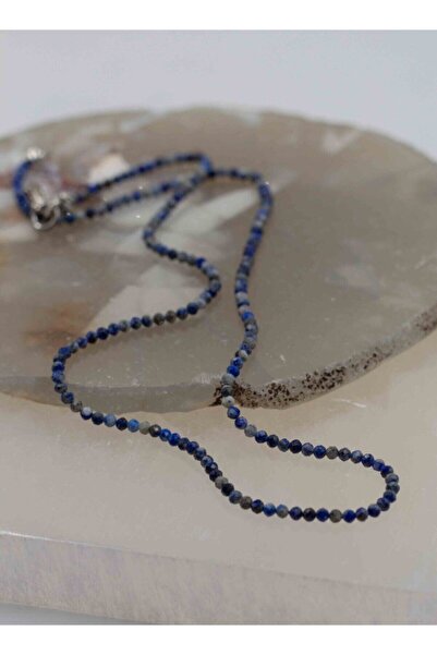 NehirTaş Sertifikalı Lapis Lazuli Taşı Ince Doğaltaş Kolye 2mm