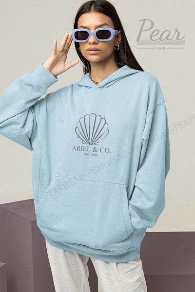 Pear Wear Hanorac supradimensionat cu glugă, cu 3 fire, cu imprimeu Ariel