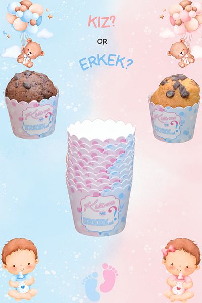 Larenya Girl or Boy Written & Gender Party & Cupcake Mold & Cake Capsule & 25 Piece Cake Mold