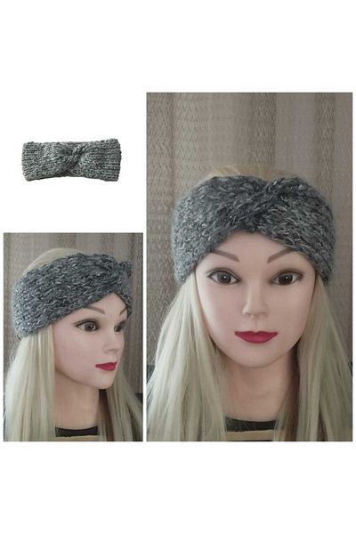Nympha Knitted Headband, Hand Knitted Twisted Bandana, Winter Half Beanie, Knitted Earmuff