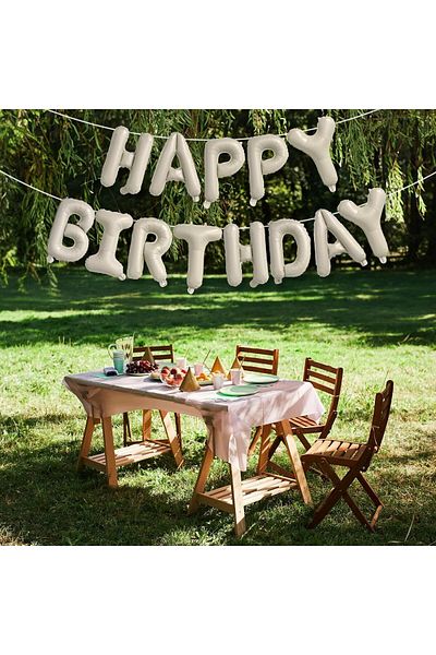 Parti Station Cream Color Happy Birthday Foil Balloon Set 36 cm 1 Piece Birthday Party Balloon Set