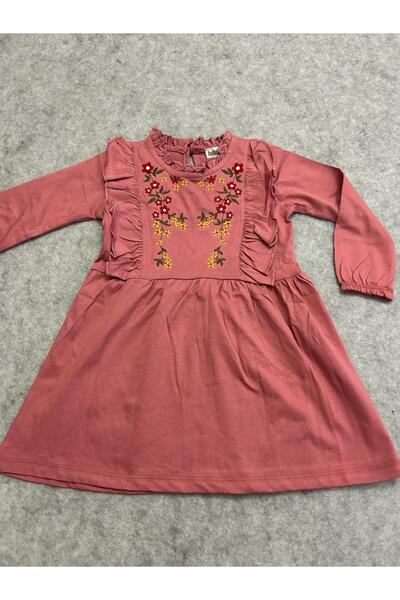 İsobel Kids İSOBEL FIRFIR NAKIŞLI KIZ ÇOCUK UZUN KOLLU ELBİSE