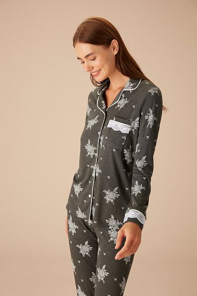 SUWEN Set de pijamale Griss Masculin