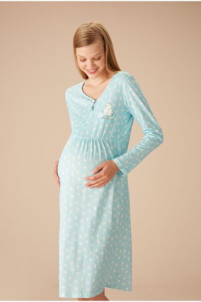 SUWEN My Chick Pregnant Postpartum Nightgown