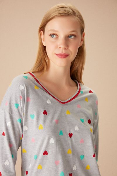 SUWEN Heart Pajama Set