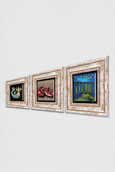Pinecone Van Gogh O noapte înstelată pe râul Rijn, Şahmeran, pictură murală cu piatră de rodie Decor de perete înrămat