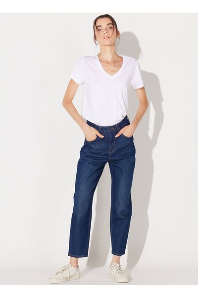 Lee Navy Blue Women's High Waisted Regular Fit Denim Trousers L31J01258