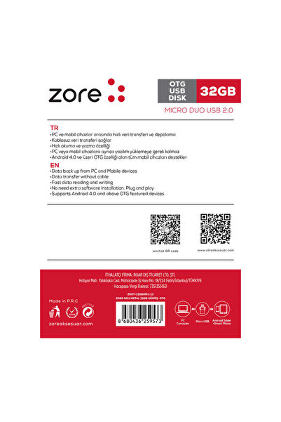 zore Om1 Micro Metal Otg 32 Gb - Silver