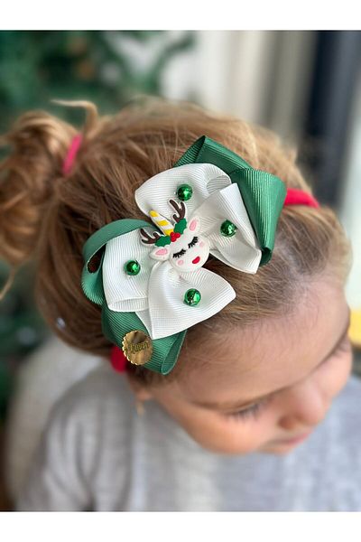 QUEEN AKSESUAR New Year Christmas Special Design Christmas Deer with Deer Decorated Pearl Children's Baby Hair Band Tiara with Elastics