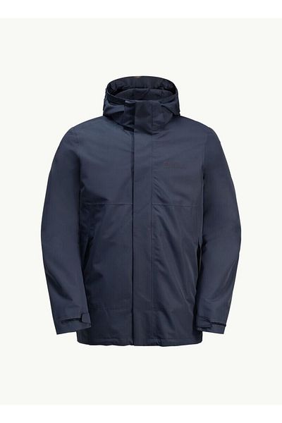Jack Wolfskin Мъжко тъмносиньо палто Luntal 3 в 1 с качулка