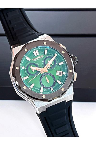 Quantum HNG1082.371 Inner Functions Active 10 Atm Anti Allergic Silicone Watchband Men's Wrist Watch+Wristband